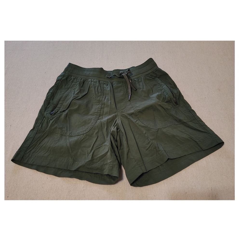 LL Bean Womens Olive‎ Green Cargo Pocket Zip Shorts Drawstring Waist XS OO